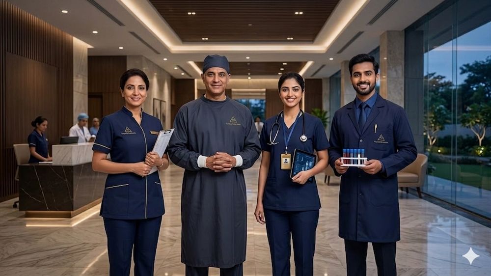 Healthcare staff in matching scrubs